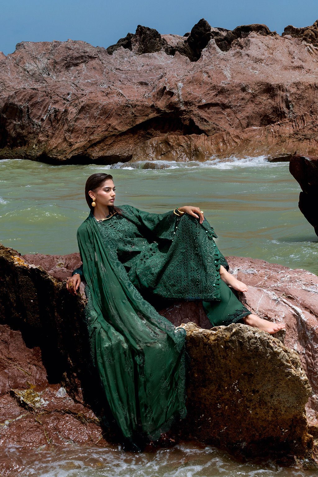 Afsanah | Lost in Waves | A-201-Brand:Afsanah-Type:Ladies Clothes-Bold Green-Lawn-House of Maryam- Buy in UK, USA