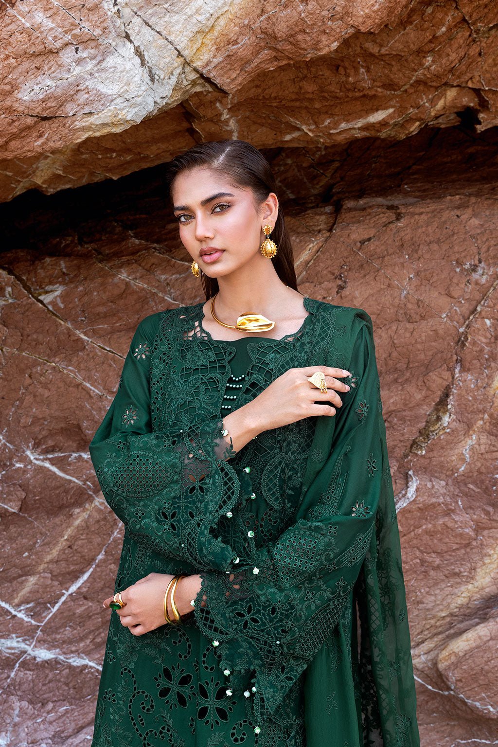 Afsanah | Lost in Waves | A-201-Brand:Afsanah-Type:Ladies Clothes-Bold Green-Lawn-House of Maryam- Buy in UK, USA