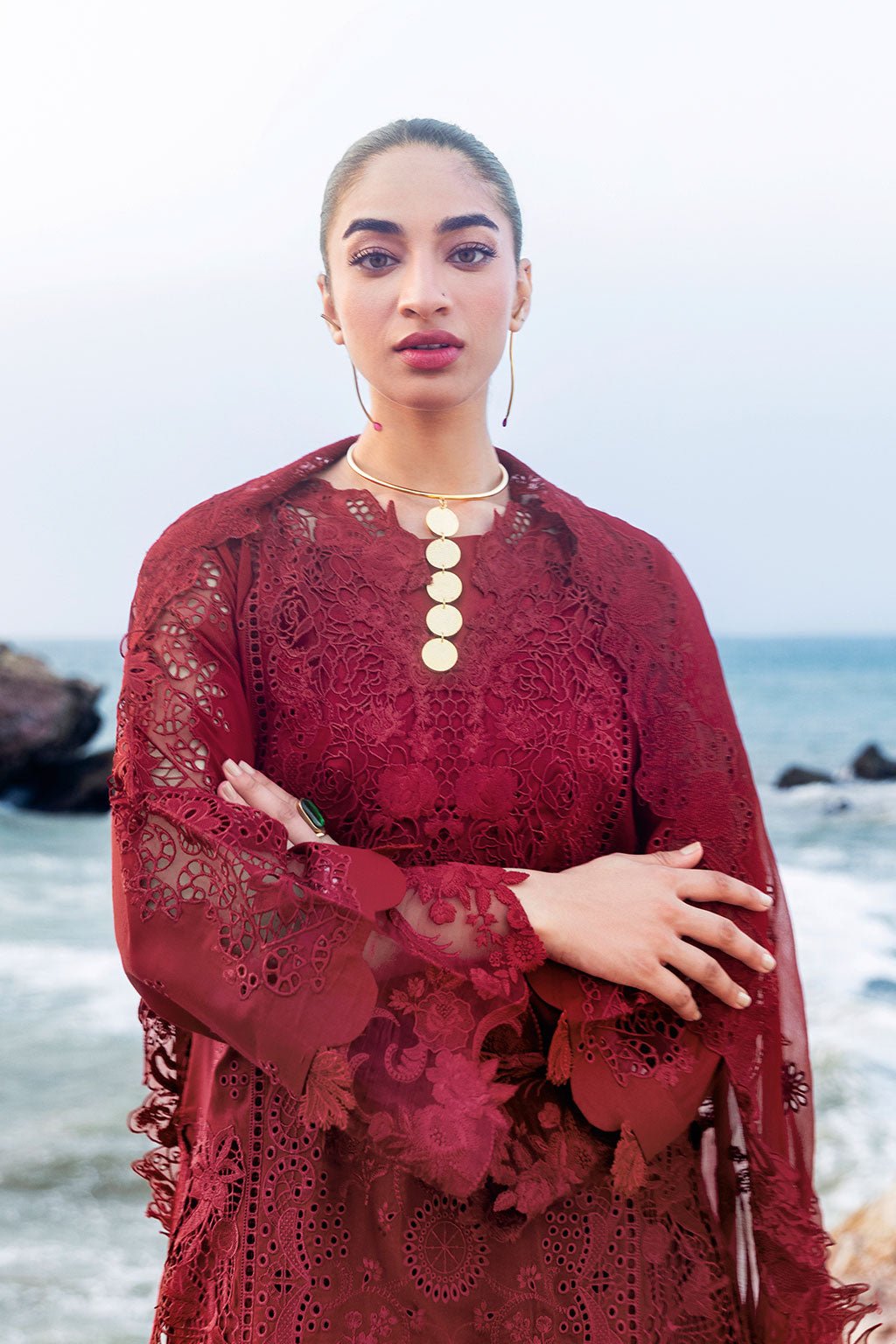 Afsanah | Lost in Waves | A-203-Brand:Afsanah-Type:Ladies Clothes-Blood Red-Lawn-House of Maryam- Buy in UK, USA