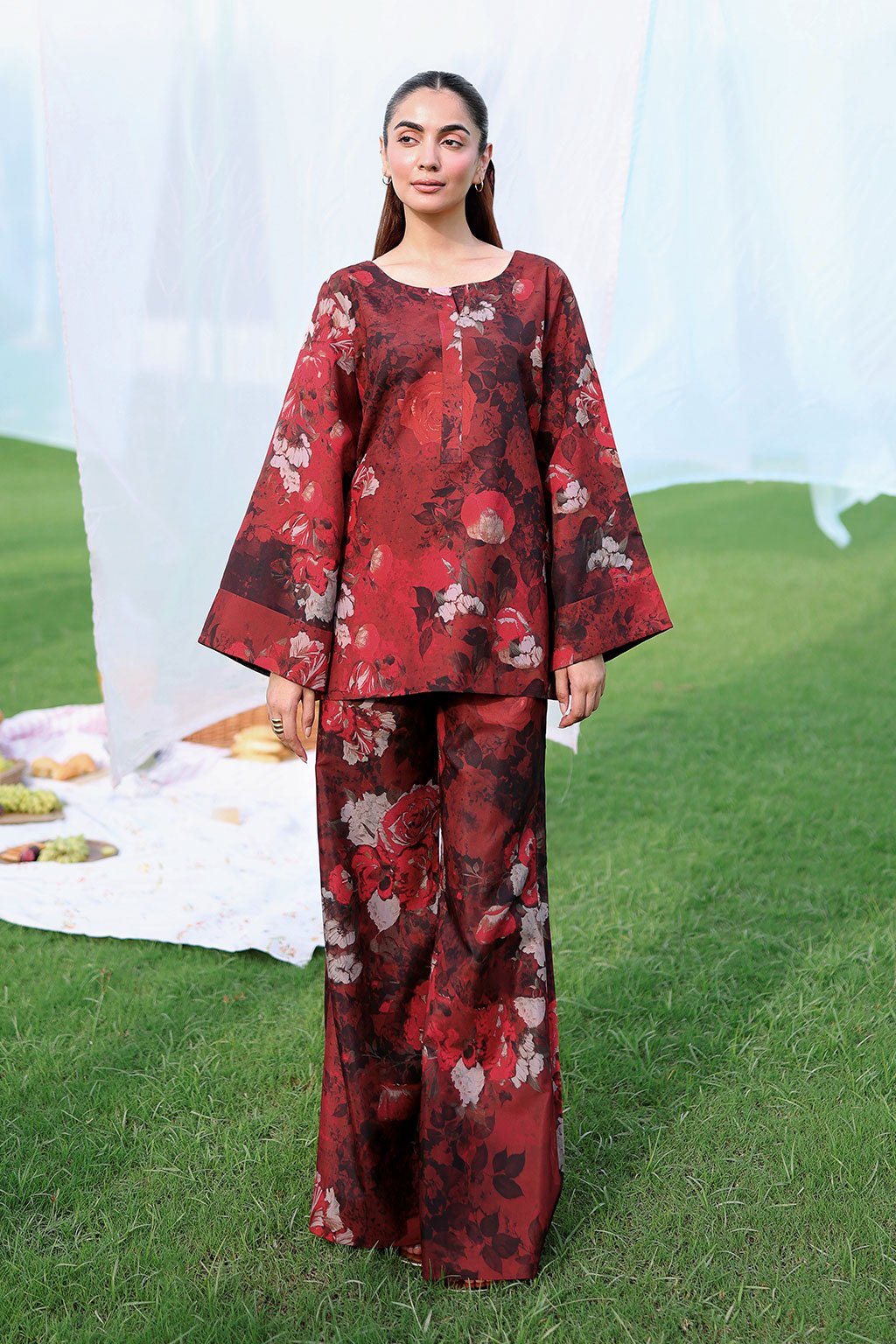 Afsanah | The Print Edit | AP-304A-Brand:Afsanah-Type:Ladies Clothes-Maroon-Lawn-House of Maryam- Buy in UK, USA