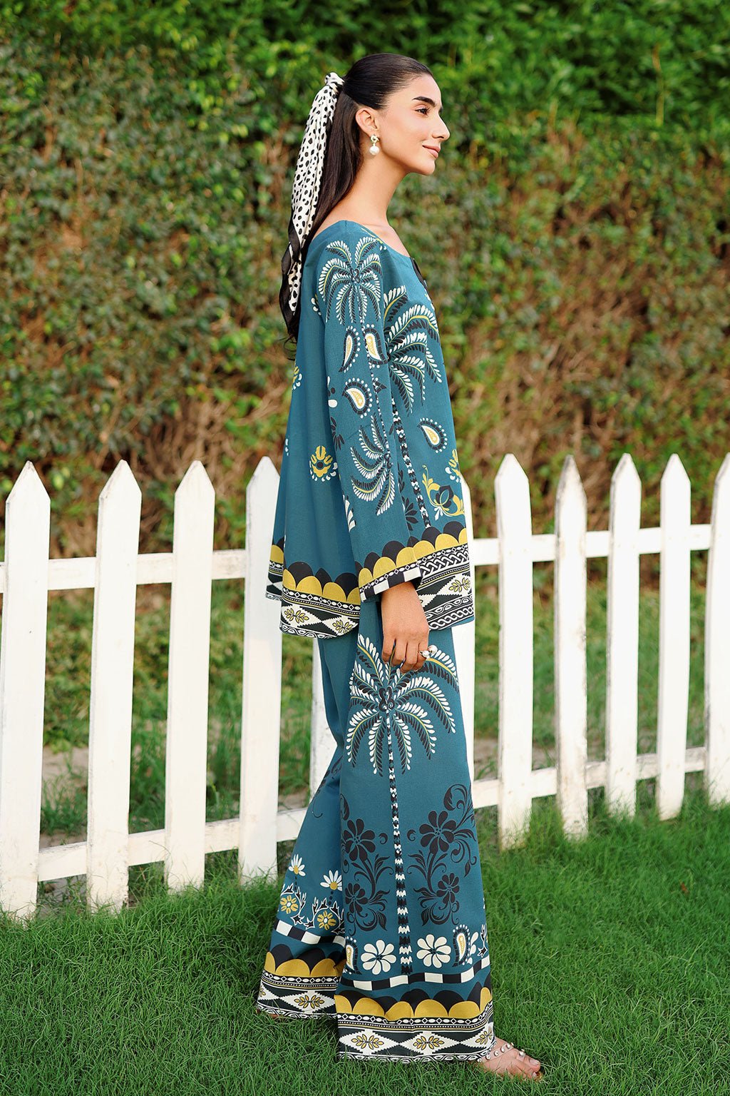 Afsanah | The Print Edit | AP-316-Brand:Afsanah-Type:Ladies Clothes-Teal Blue-Lawn-House of Maryam- Buy in UK, USA