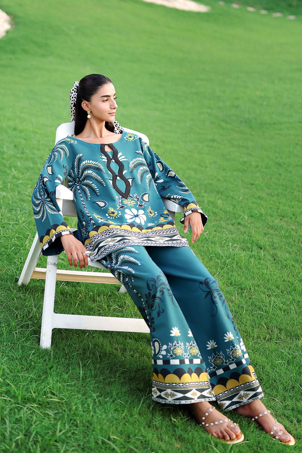 Afsanah | The Print Edit | AP-316-Brand:Afsanah-Type:Ladies Clothes-Teal Blue-Lawn-House of Maryam- Buy in UK, USA