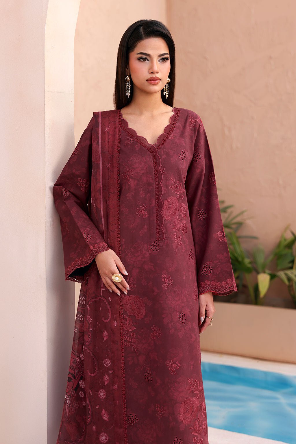 Afsanah | The Summer Palette | AL-201-Brand:Afsanah-Type:Ladies Clothes-Maroon-Lawn-House of Maryam- Buy in UK, USA