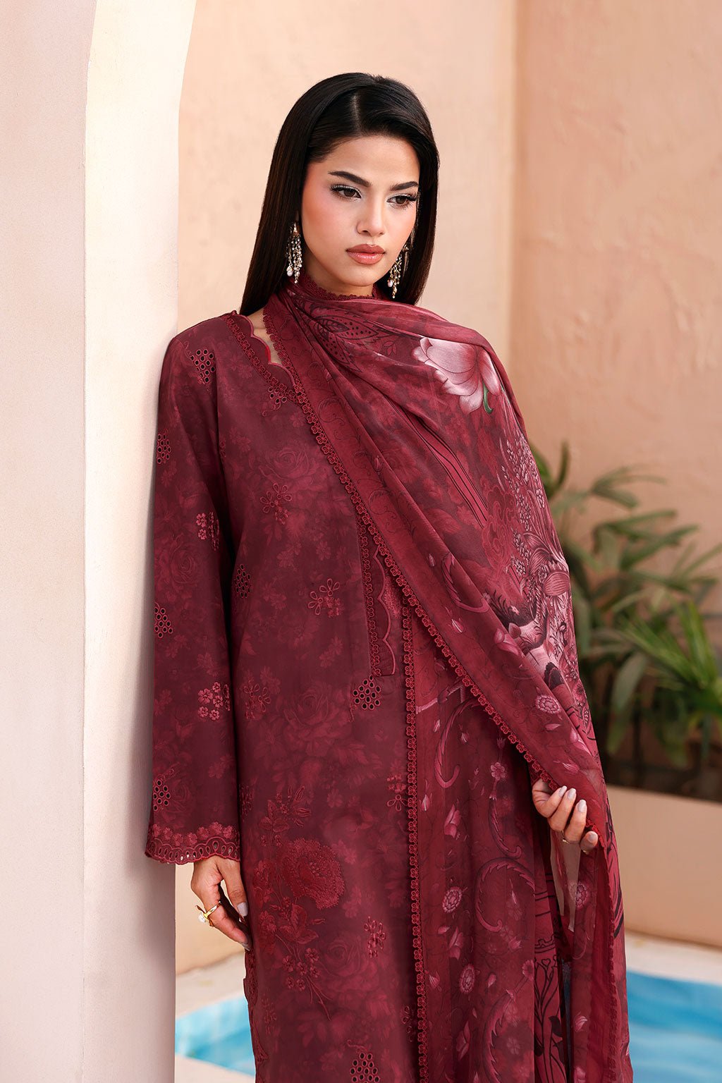 Afsanah | The Summer Palette | AL-201-Brand:Afsanah-Type:Ladies Clothes-Maroon-Lawn-House of Maryam- Buy in UK, USA