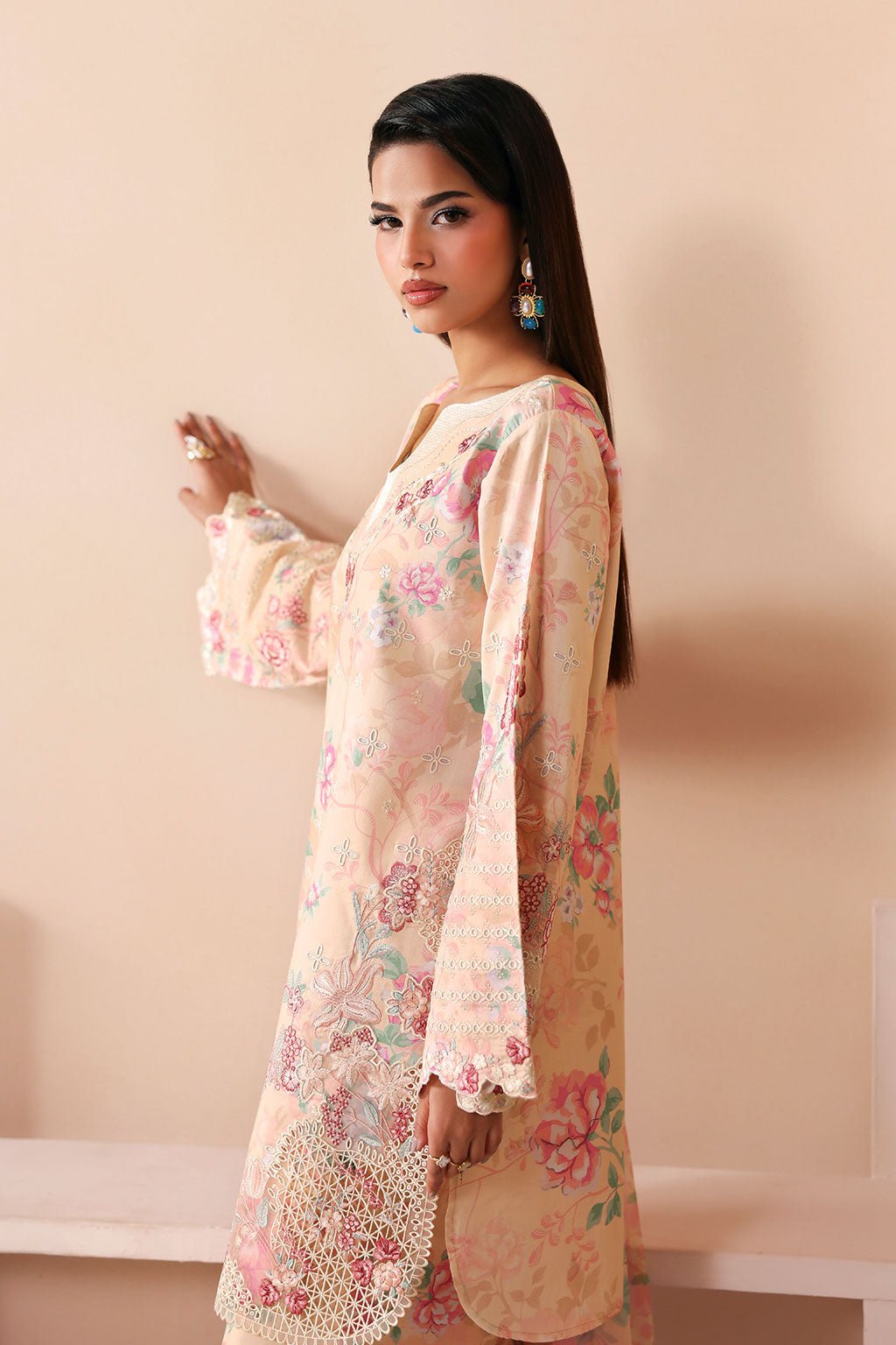 Afsanah | The Summer Palette | AL-205-Brand:Afsanah-Type:Ladies Clothes-Pale Peach-Lawn-House of Maryam- Buy in UK, USA