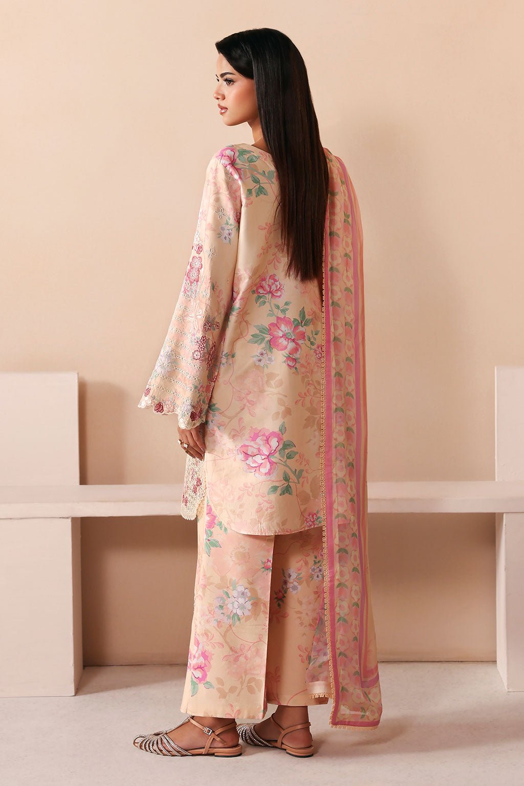 Afsanah | The Summer Palette | AL-205-Brand:Afsanah-Type:Ladies Clothes-Pale Peach-Lawn-House of Maryam- Buy in UK, USA