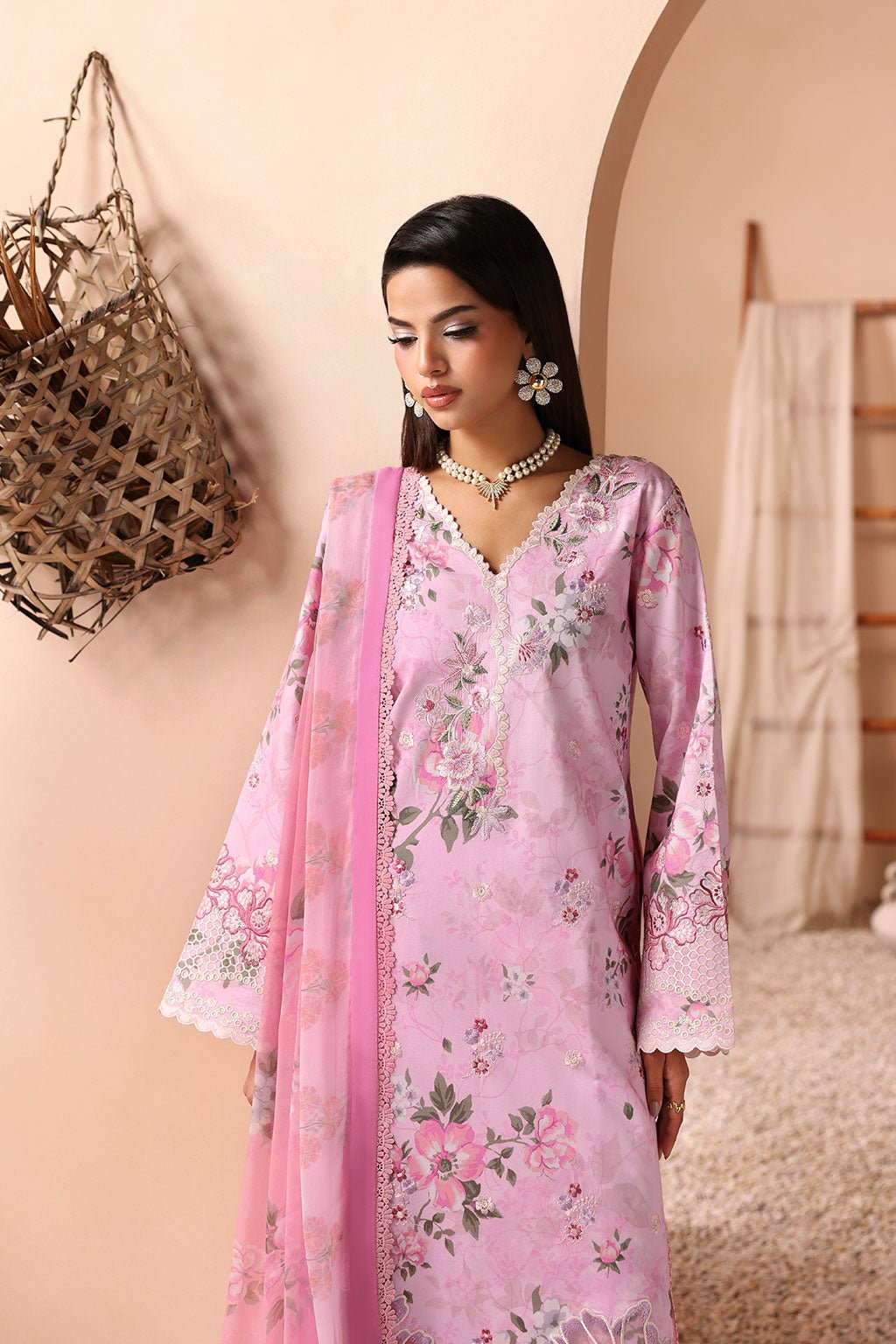 Afsanah | The Summer Palette | AL-208-Brand:Afsanah-Type:Ladies Clothes-Rose Pink-Lawn-House of Maryam- Buy in UK, USA