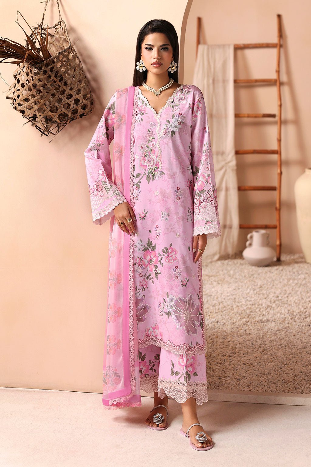Afsanah | The Summer Palette | AL-208-Brand:Afsanah-Type:Ladies Clothes-Rose Pink-Lawn-House of Maryam- Buy in UK, USA