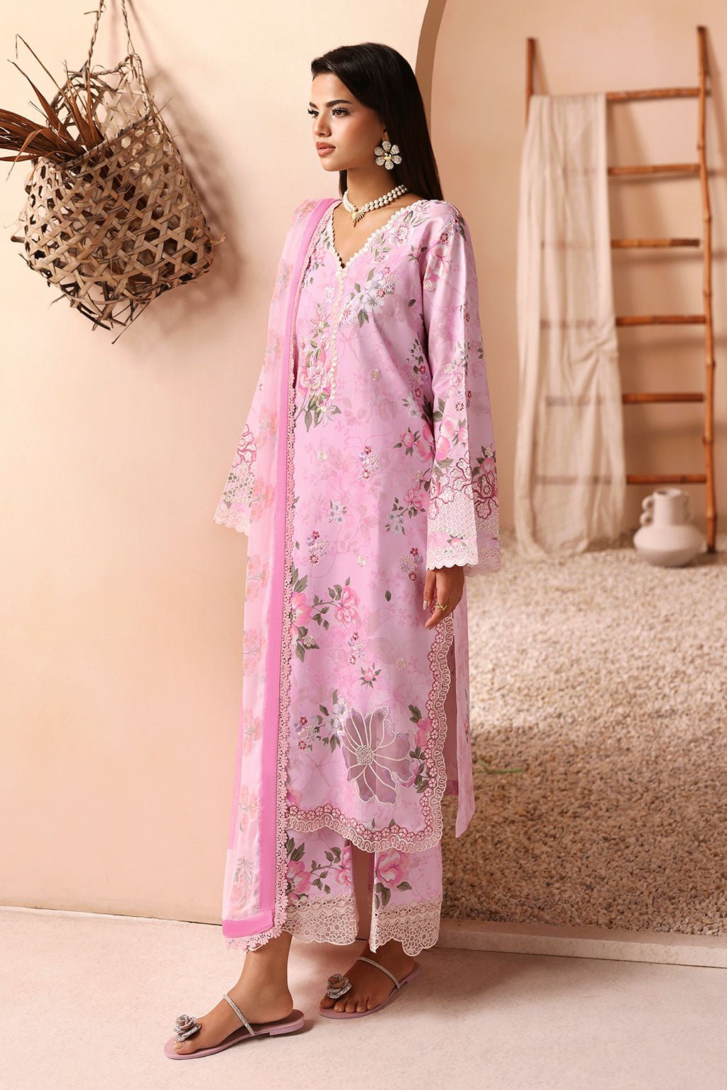 Afsanah | The Summer Palette | AL-208-Brand:Afsanah-Type:Ladies Clothes-Rose Pink-Lawn-House of Maryam- Buy in UK, USA