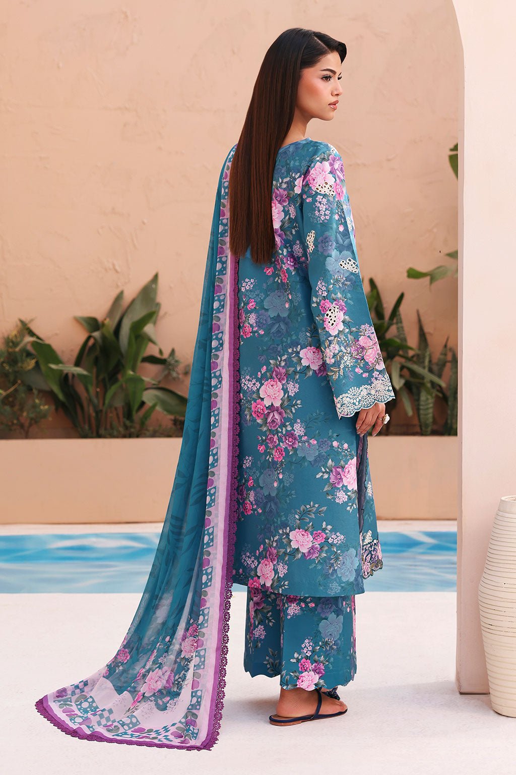 Afsanah | The Summer Palette | AL-209-Brand:Afsanah-Type:Ladies Clothes-Teal Blue-Lawn-House of Maryam- Buy in UK, USA