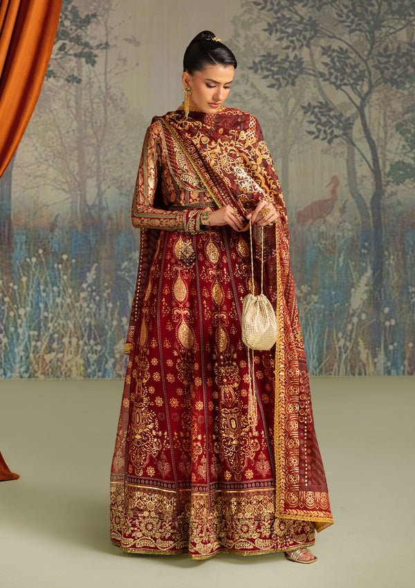 Aik Atelier | Lady Aik 26 | LOOK 01-Brand:Aik Atelier-Type:Ladies Clothes-Maroon-Organza-House of Maryam- Buy in UK, USA