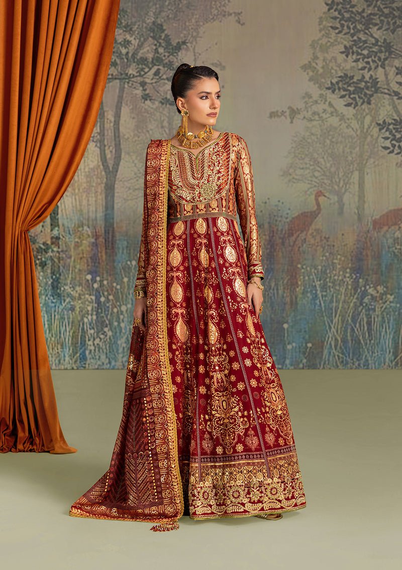 Aik Atelier | Lady Aik 26 | LOOK 01-Brand:Aik Atelier-Type:Ladies Clothes-Maroon-Organza-House of Maryam- Buy in UK, USA