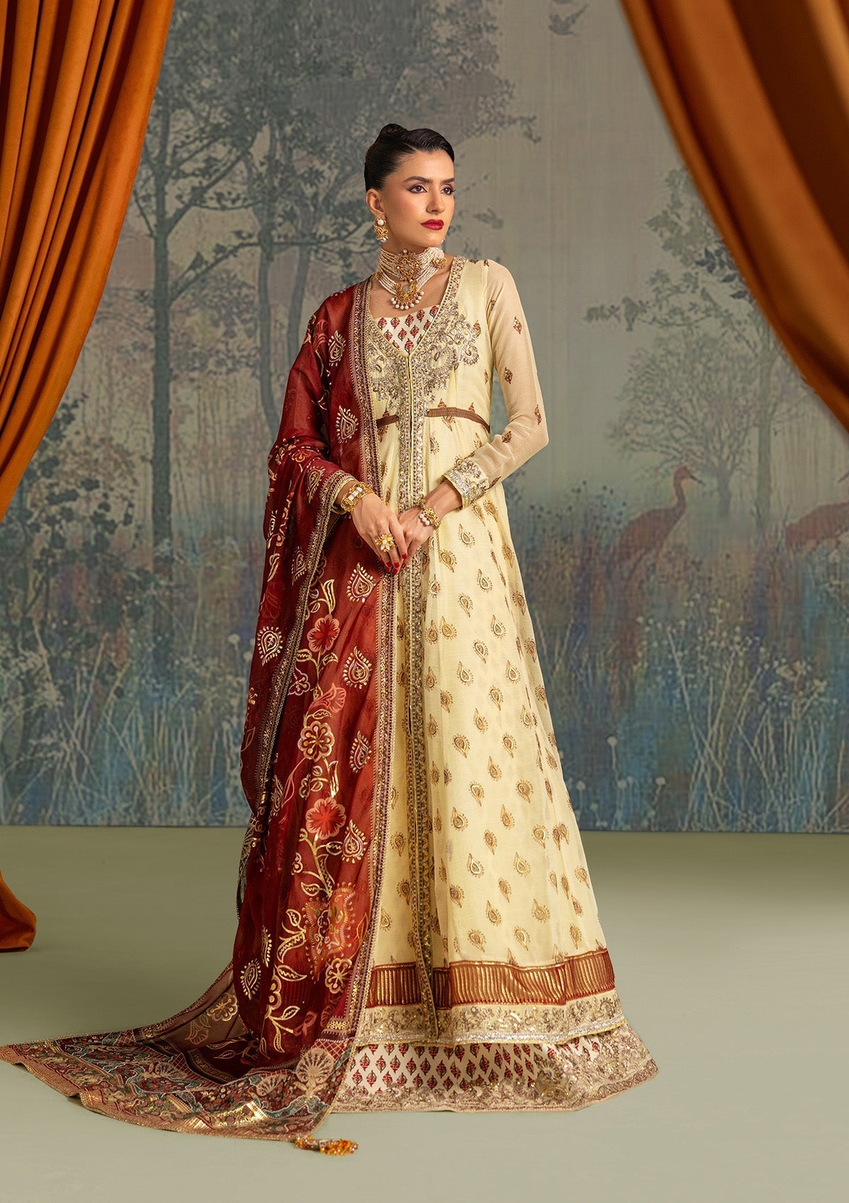 Aik Atelier | Lady Aik 26 | LOOK 03-Brand:Aik Atelier-Type:Ladies Clothes-Ivory Gold-Organza-House of Maryam- Buy in UK, USA