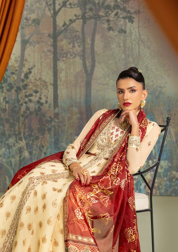 Aik Atelier | Lady Aik 26 | LOOK 03-Brand:Aik Atelier-Type:Ladies Clothes-Ivory Gold-Organza-House of Maryam- Buy in UK, USA