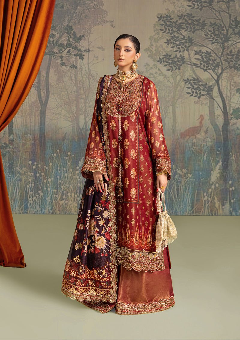 Aik Atelier | Lady Aik 26 | LOOK 05-Brand:Aik Atelier-Type:Ladies Clothes-Rust-Organza-House of Maryam- Buy in UK, USA