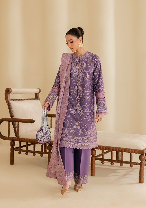 Aik Atelier | Lawn 26 | Look B2602A-Brand:Aik Atelier-Type:Ladies Clothes-Lavender-Lawn-House of Maryam- Buy in UK, USA