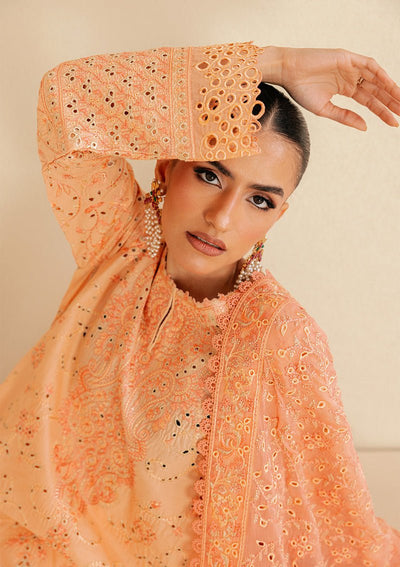 Aik Atelier | Lawn 26 | Look B2602B-Brand:Aik Atelier-Type:Ladies Clothes-Apricot Orange-Lawn-House of Maryam- Buy in UK, USA