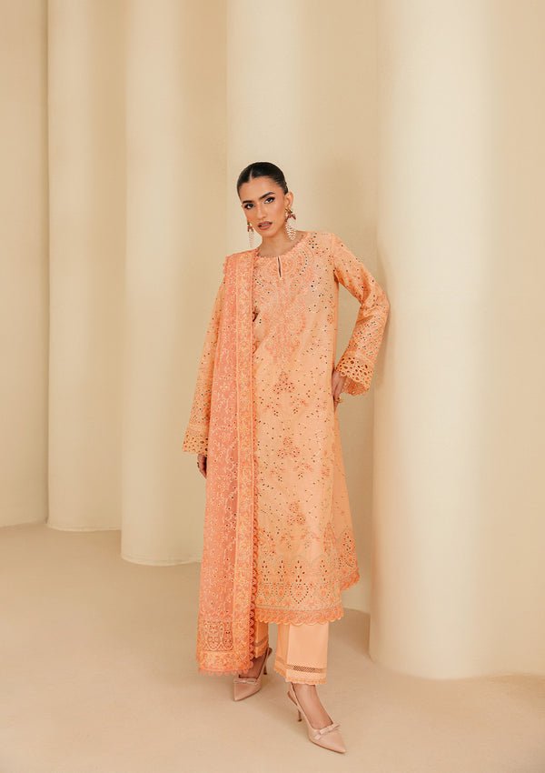 Aik Atelier | Lawn 26 | Look B2602B-Brand:Aik Atelier-Type:Ladies Clothes-Apricot Orange-Lawn-House of Maryam- Buy in UK, USA