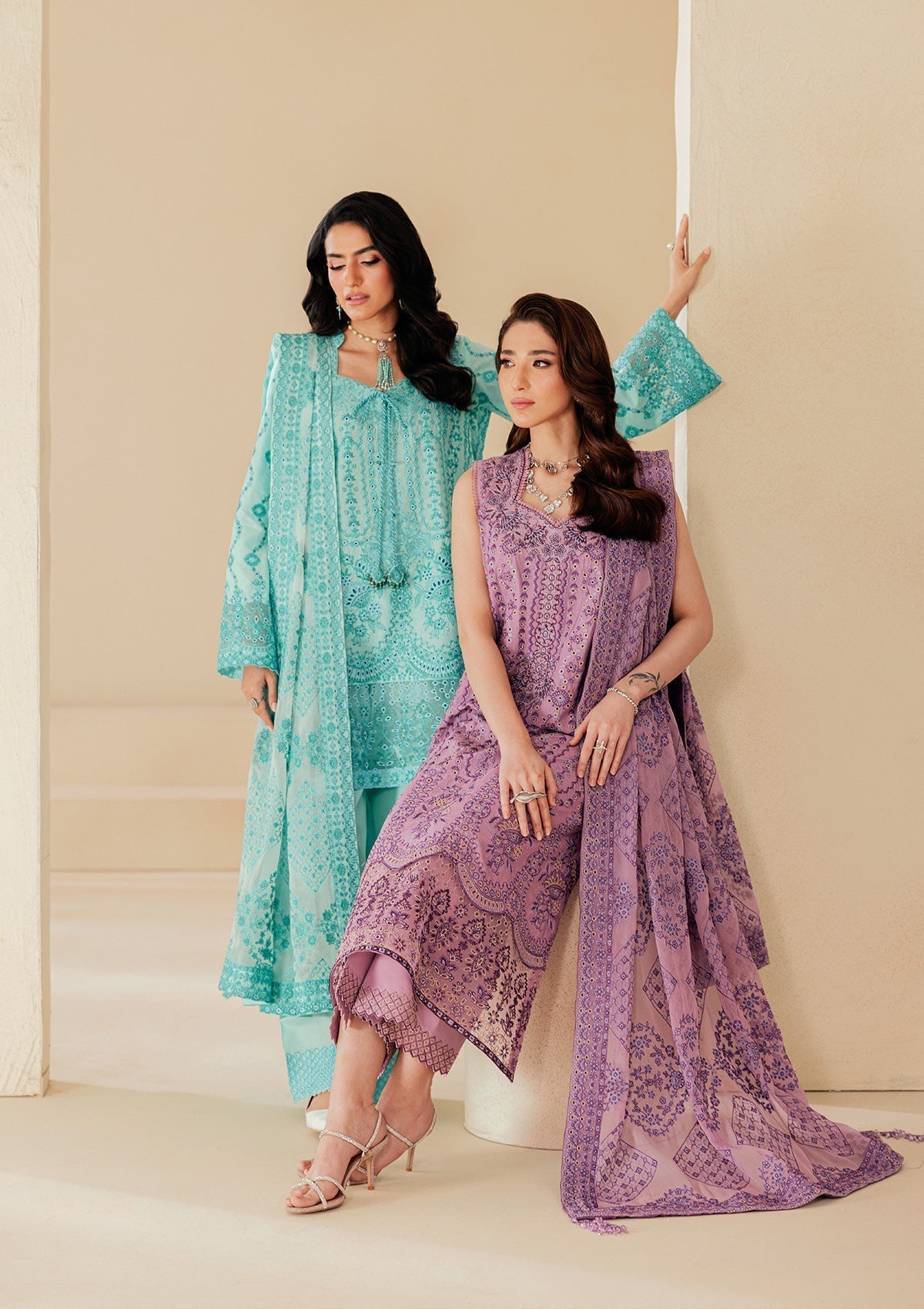 Aik Atelier | Lawn 26 | Look B2605A-Brand:Aik Atelier-Type:Ladies Clothes-Ferozi-Lawn-House of Maryam- Buy in UK, USA
