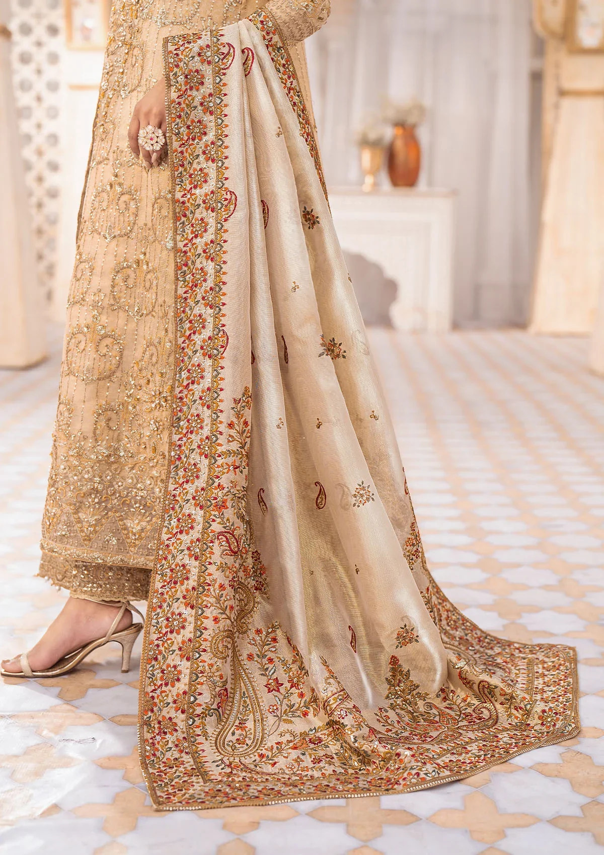 WEDDING FESTIVE ’24 VOL. 1 - GOLD TISSUE SHAWL by Aik Atelier