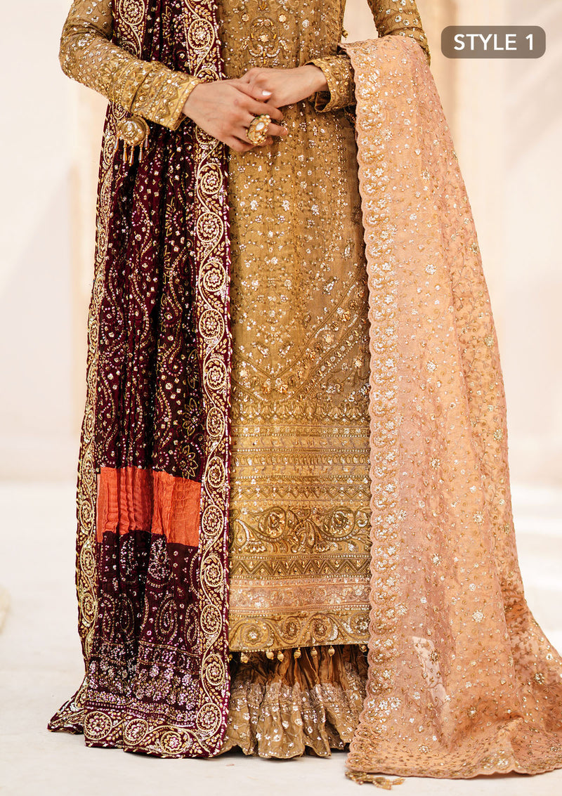 Aik Atelier | MAROON TUSSAR SILK CHUNRI SHAWL -  Aik Atelier Bridal - Original Designer Dress - House of Maryam