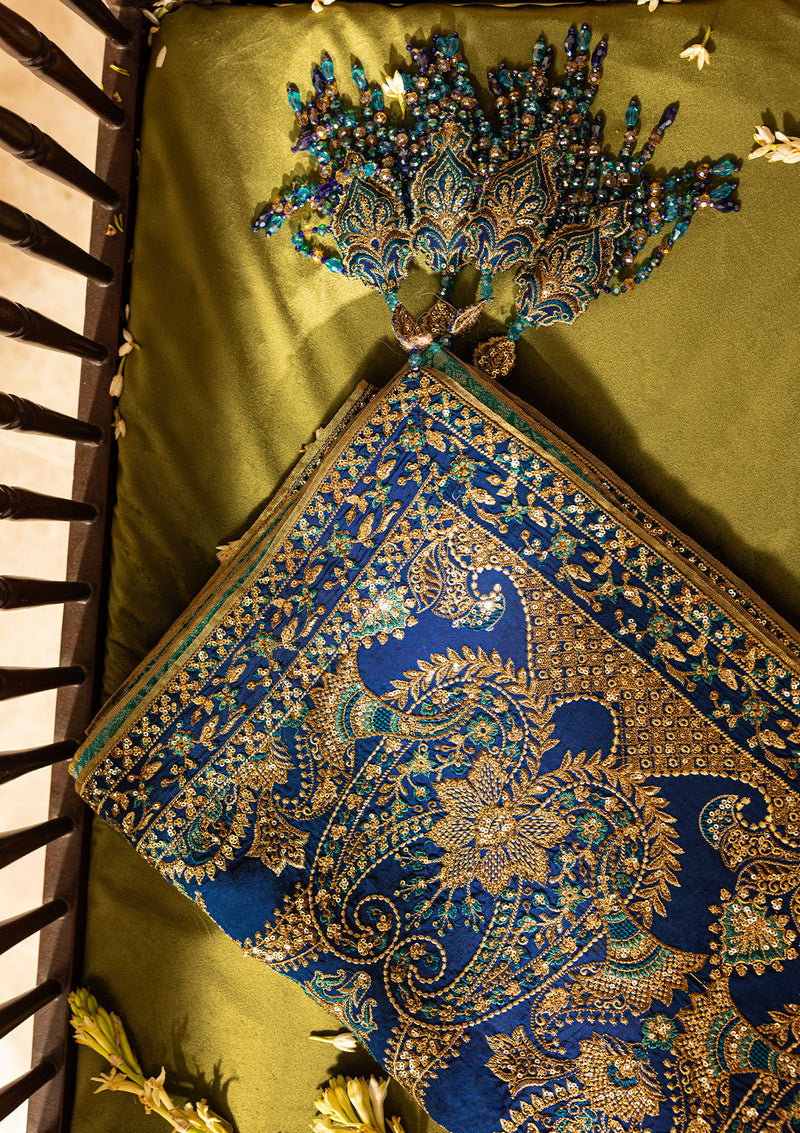 Aik Atelier | Wedding Festive 26 | ROYAL BLUE MEDIUM SILK SHAWL-2