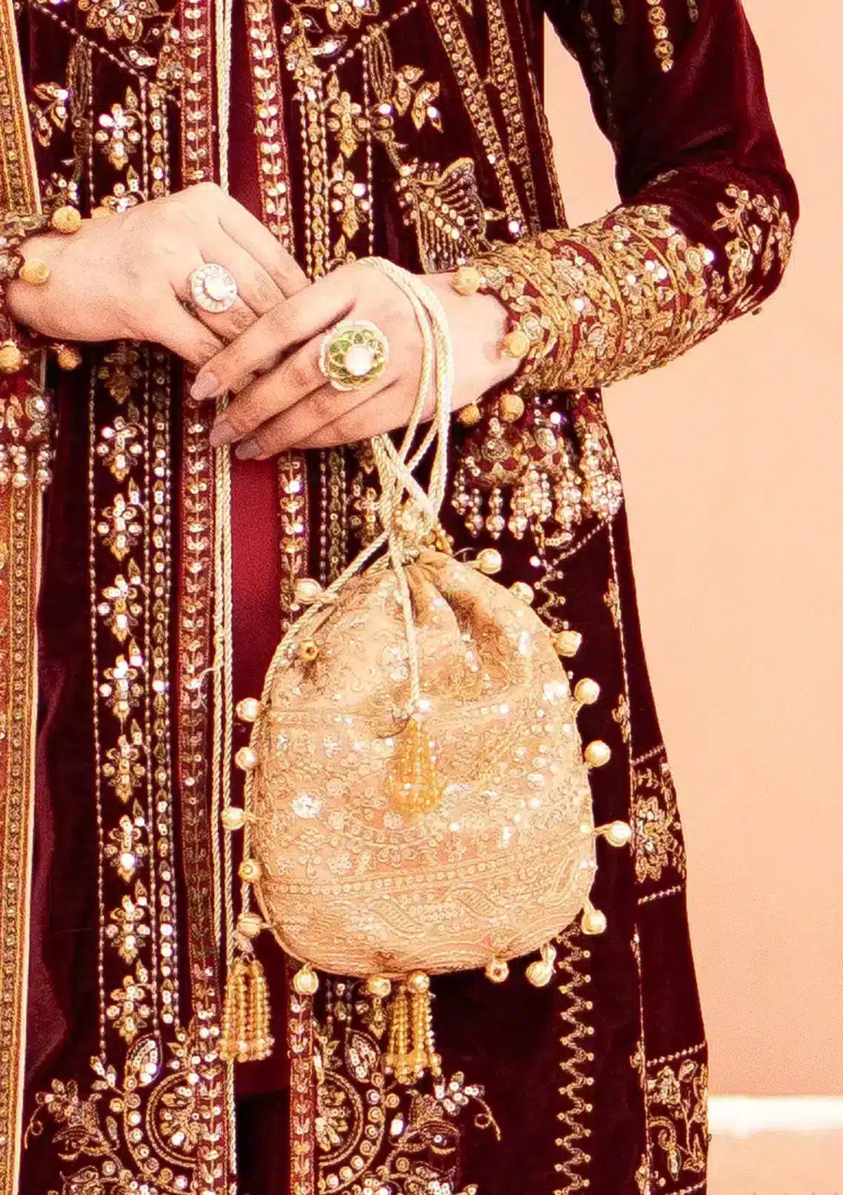 GOLD TISSUE POTLI by Designer House of Maryam Ltd. - House of Maryam - Pakistani Designer Ethnic Wear in {{ shop.shopifyCountryName }}