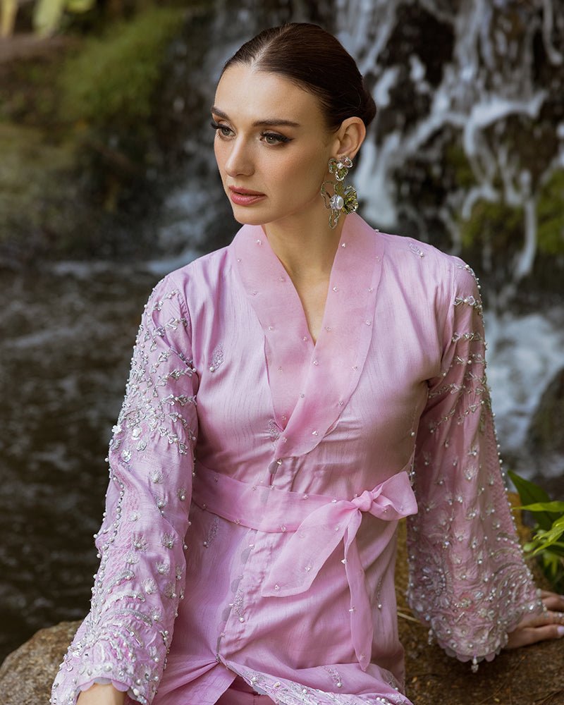 Ain | Cascade Party Wears | AN-101-Brand:Ain-Type:Ladies Clothes-Lilac-Korean Silk-House of Maryam- Buy in UK, USA