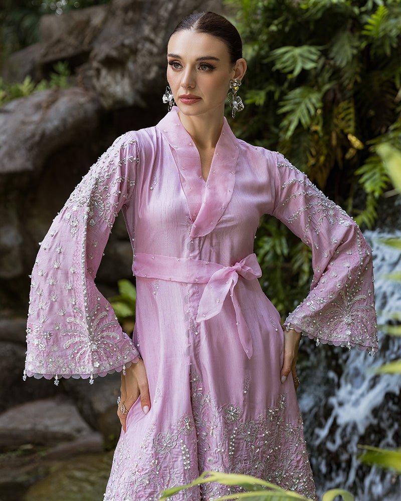 Ain | Cascade Party Wears | AN-101-Brand:Ain-Type:Ladies Clothes-Lilac-Korean Silk-House of Maryam- Buy in UK, USA