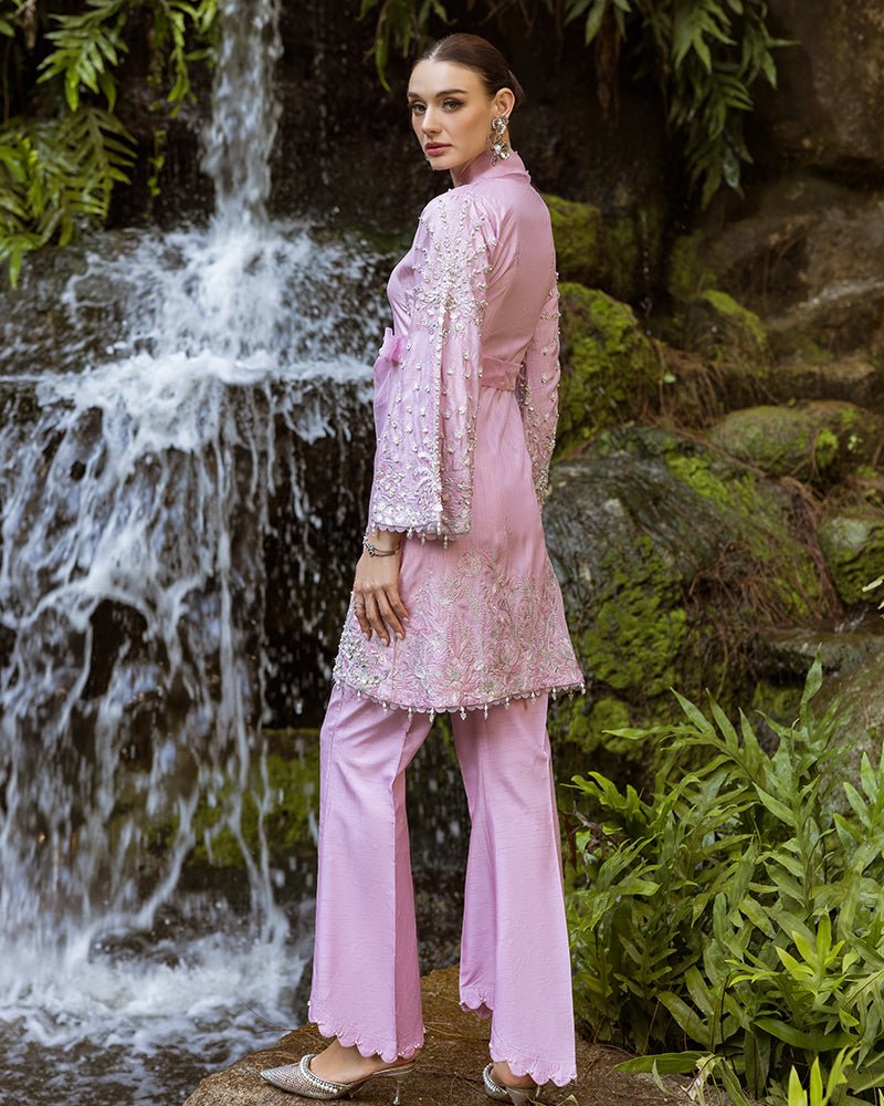 Ain | Cascade Party Wears | AN-101-Brand:Ain-Type:Ladies Clothes-Lilac-Korean Silk-House of Maryam- Buy in UK, USA
