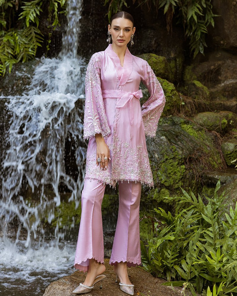 Ain | Cascade Party Wears | AN-101-Brand:Ain-Type:Ladies Clothes-Lilac-Korean Silk-House of Maryam- Buy in UK, USA