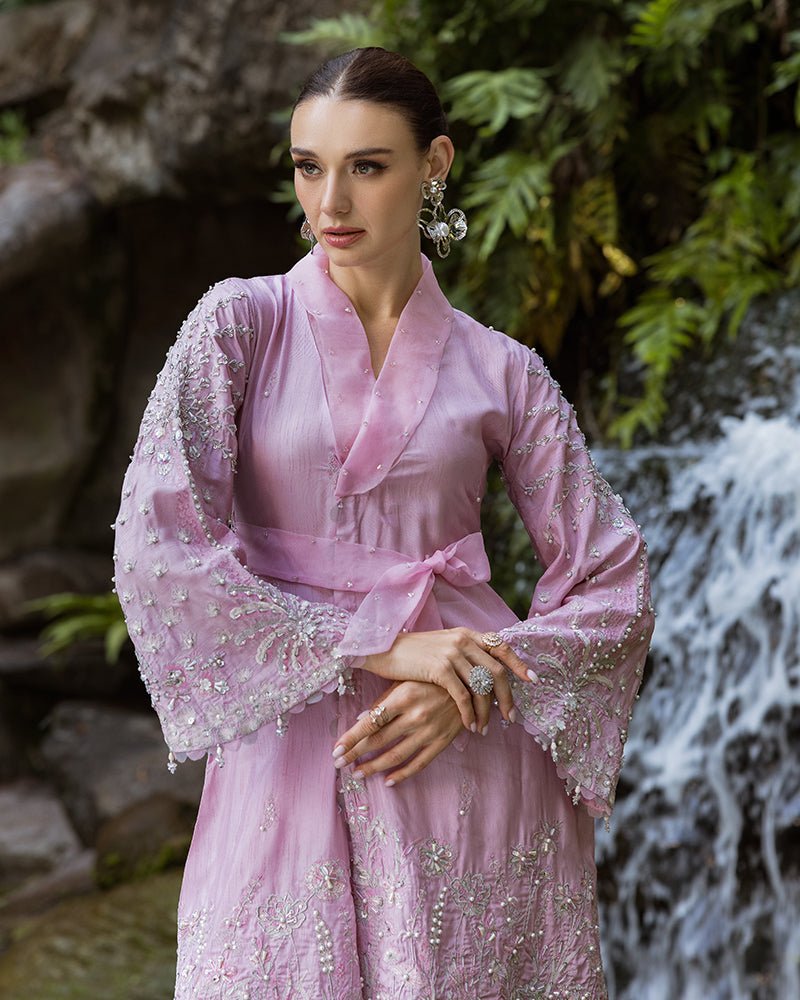 Ain | Cascade Party Wears | AN-101-Brand:Ain-Type:Ladies Clothes-Lilac-Korean Silk-House of Maryam- Buy in UK, USA