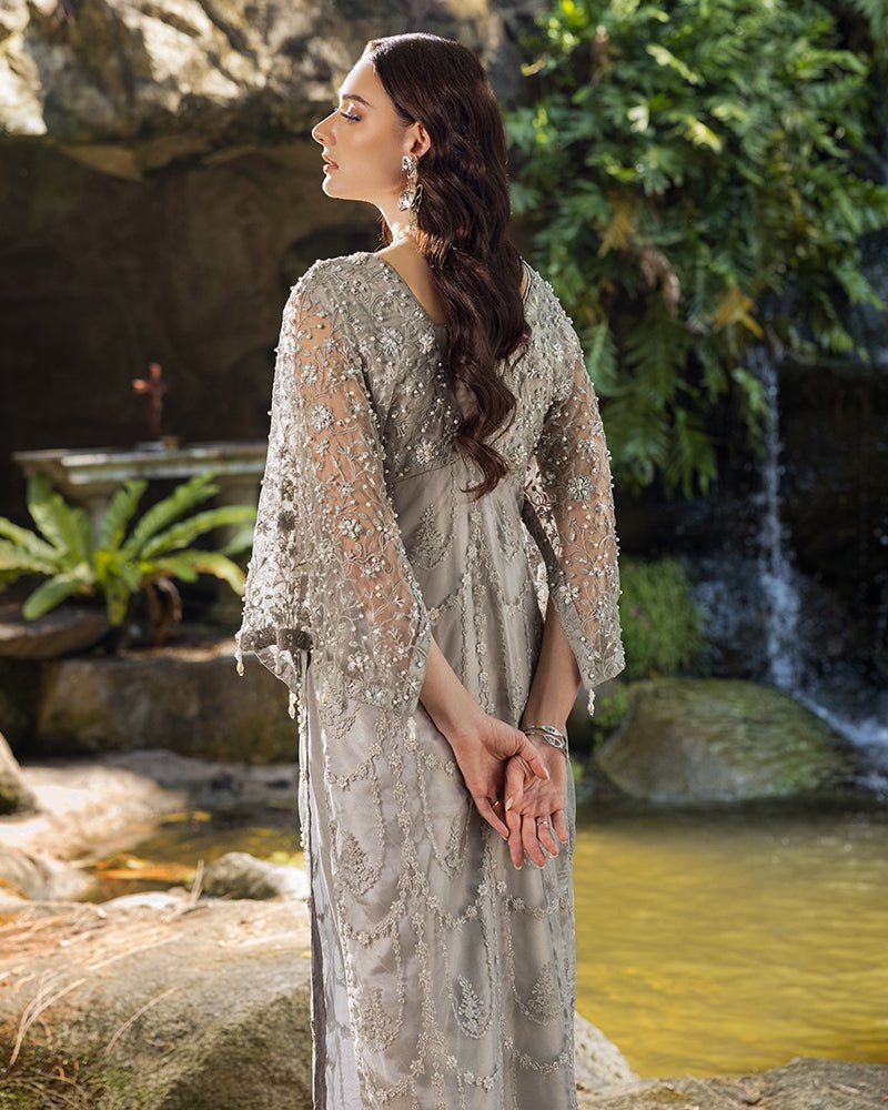 Ain | Cascade Party Wears | AN-98-Brand:Ain-Type:Ladies Clothes-Gray-Net-House of Maryam- Buy in UK, USA