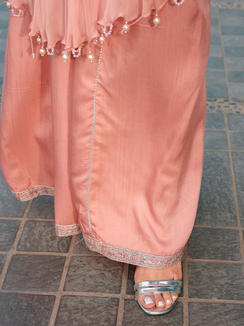 Ain | Raya Luxury Formals | AN-130 SPINAL-Brand:Ain-Type:Ladies Clothes-Peach Pink-Chiffon-House of Maryam- Buy in UK, USA