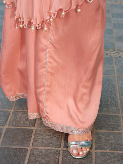 Ain | Raya Luxury Formals | AN-130 SPINAL-Brand:Ain-Type:Ladies Clothes-Peach Pink-Chiffon-House of Maryam- Buy in UK, USA