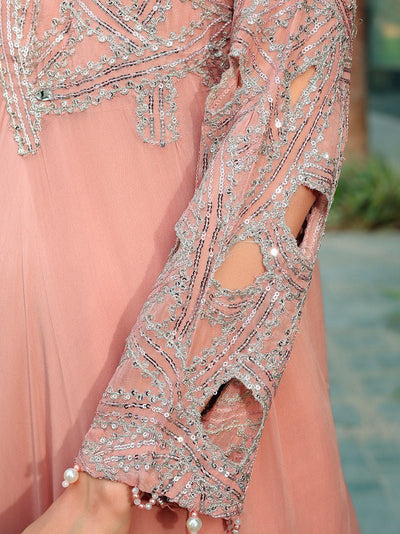 Ain | Raya Luxury Formals | AN-130 SPINAL-Brand:Ain-Type:Ladies Clothes-Peach Pink-Chiffon-House of Maryam- Buy in UK, USA
