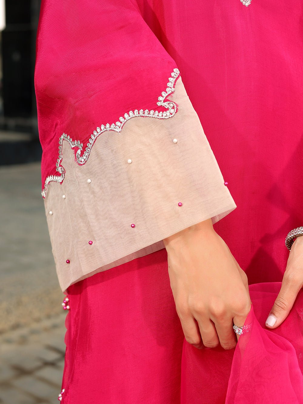 Ain | Raya Luxury Formals | AN-165 GARNET-Brand:Ain-Type:Ladies Clothes-French Rose-Silk-House of Maryam- Buy in UK, USA