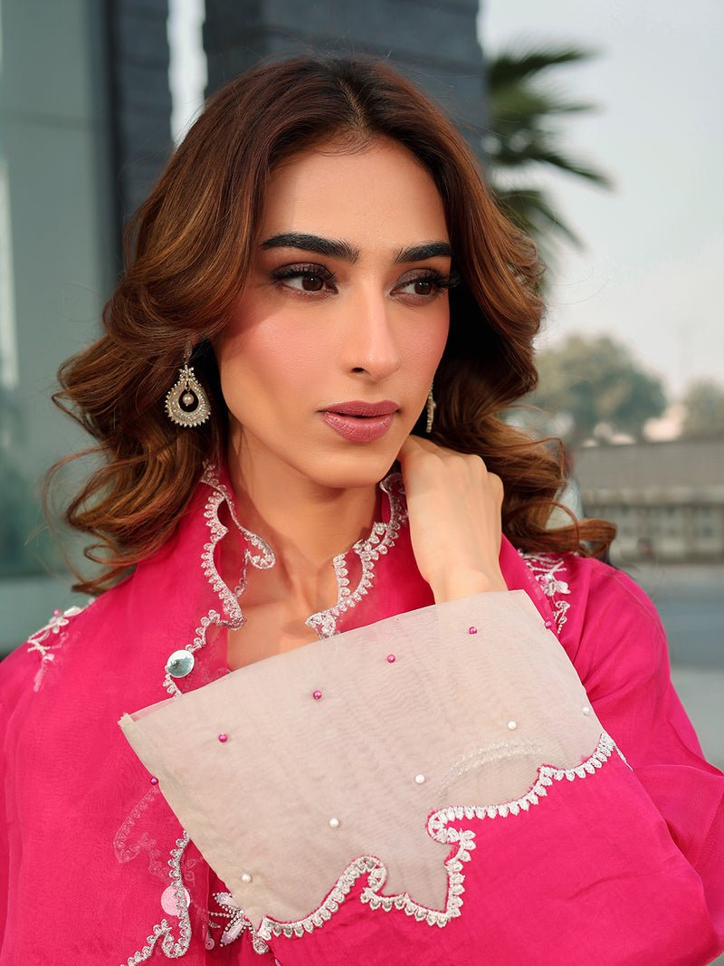 Ain | Raya Luxury Formals | AN-165 GARNET-Brand:Ain-Type:Ladies Clothes-French Rose-Silk-House of Maryam- Buy in UK, USA