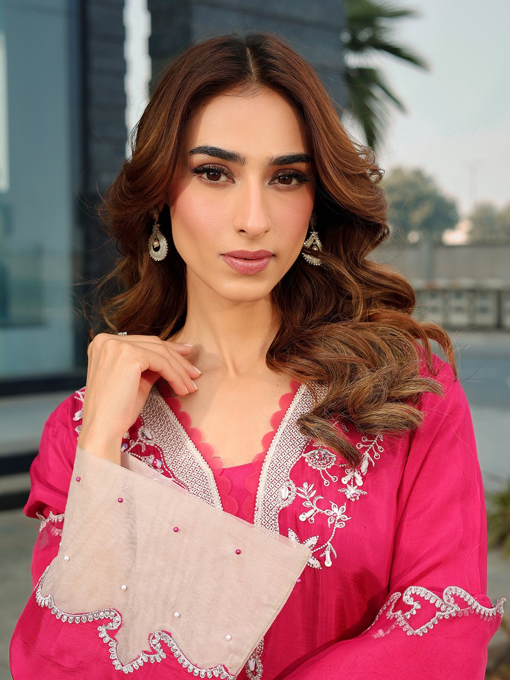 Ain | Raya Luxury Formals | AN-165 GARNET-Brand:Ain-Type:Ladies Clothes-French Rose-Silk-House of Maryam- Buy in UK, USA