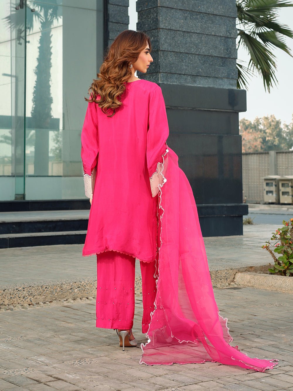 Ain | Raya Luxury Formals | AN-165 GARNET-Brand:Ain-Type:Ladies Clothes-French Rose-Silk-House of Maryam- Buy in UK, USA