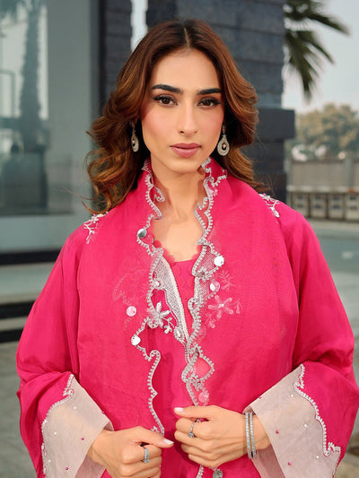 Ain | Raya Luxury Formals | AN-165 GARNET-Brand:Ain-Type:Ladies Clothes-French Rose-Silk-House of Maryam- Buy in UK, USA