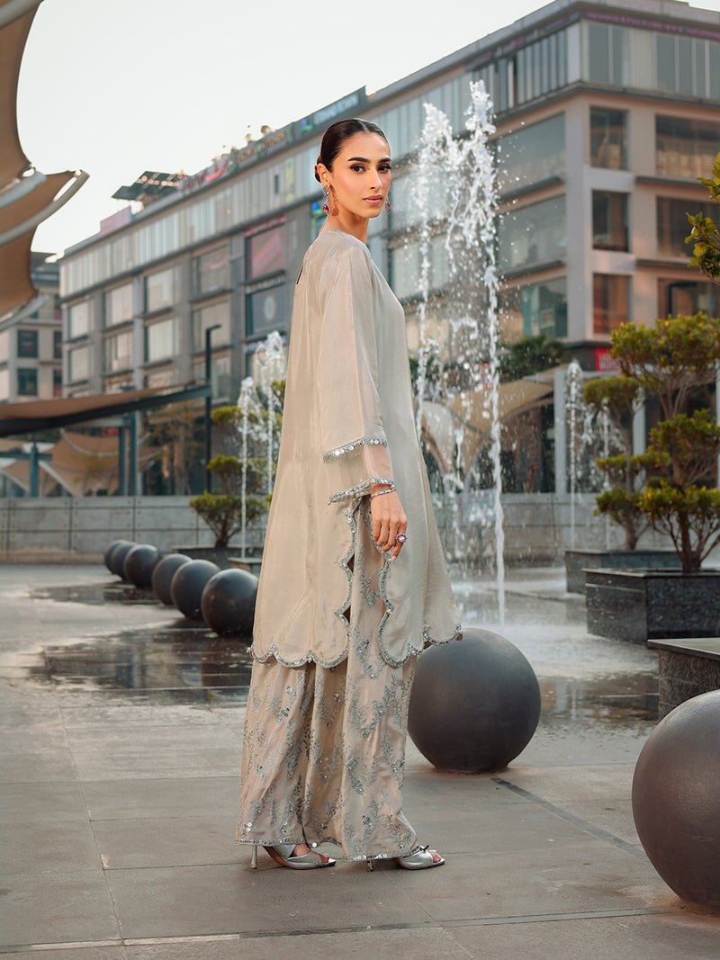 Ain | Raya Luxury Formals | AN-166 ZIRCON-Brand:Ain-Type:Ladies Clothes-Silver Gray-Silk-House of Maryam- Buy in UK, USA