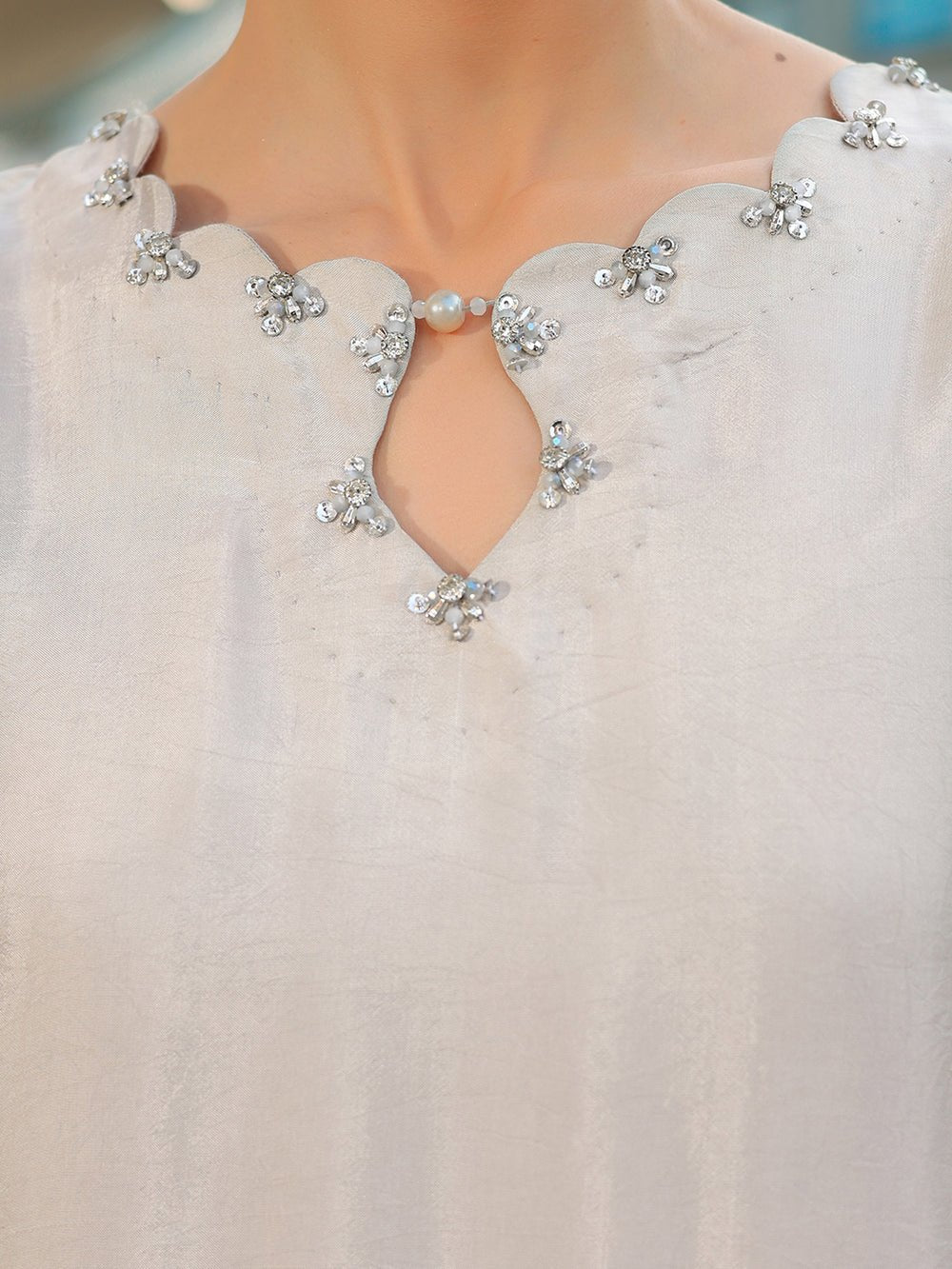 Ain | Raya Luxury Formals | AN-166 ZIRCON-Brand:Ain-Type:Ladies Clothes-Silver Gray-Silk-House of Maryam- Buy in UK, USA