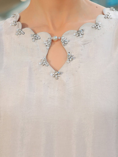 Ain | Raya Luxury Formals | AN-166 ZIRCON-Brand:Ain-Type:Ladies Clothes-Silver Gray-Silk-House of Maryam- Buy in UK, USA