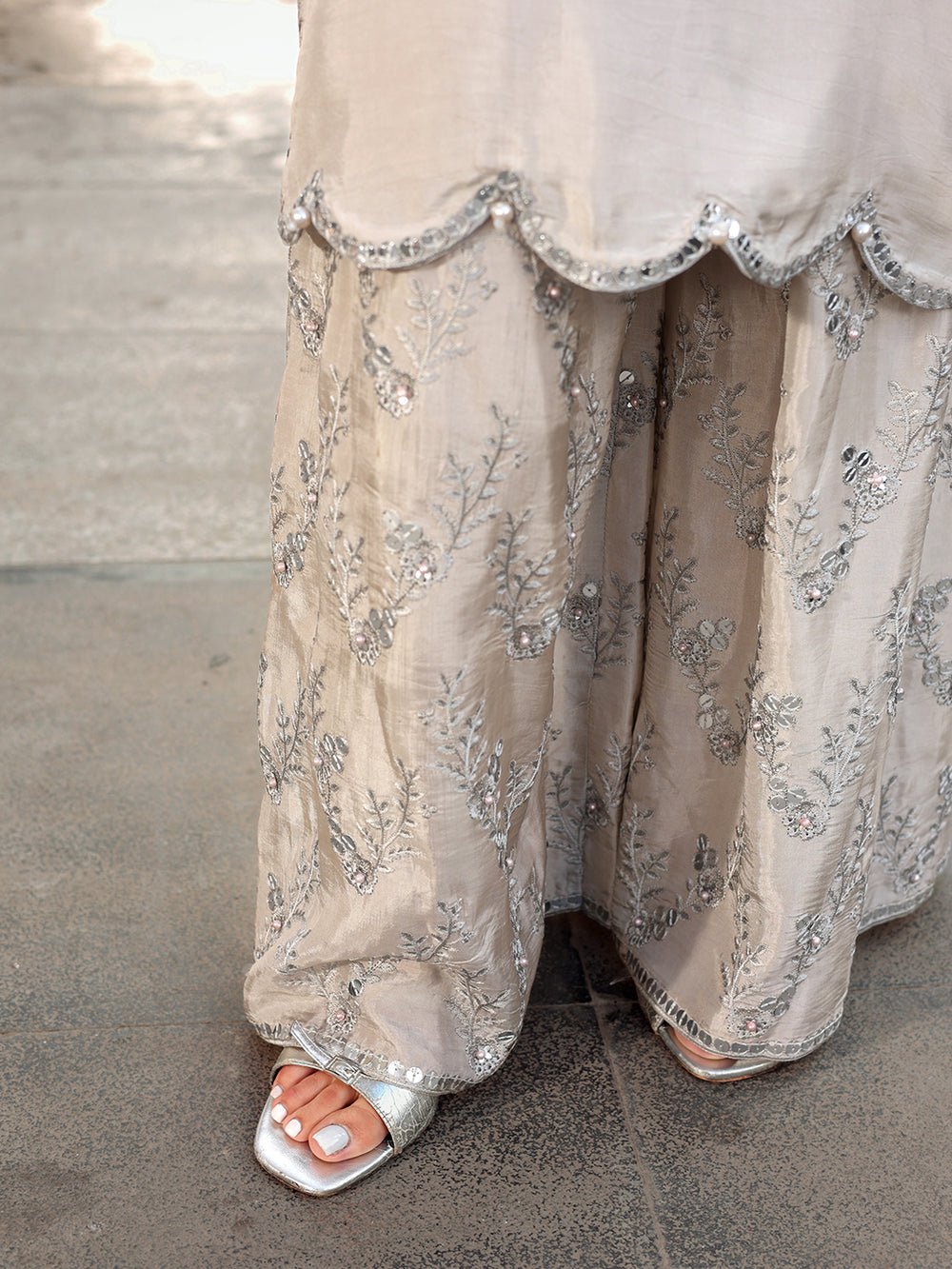 Ain | Raya Luxury Formals | AN-166 ZIRCON-Brand:Ain-Type:Ladies Clothes-Silver Gray-Silk-House of Maryam- Buy in UK, USA