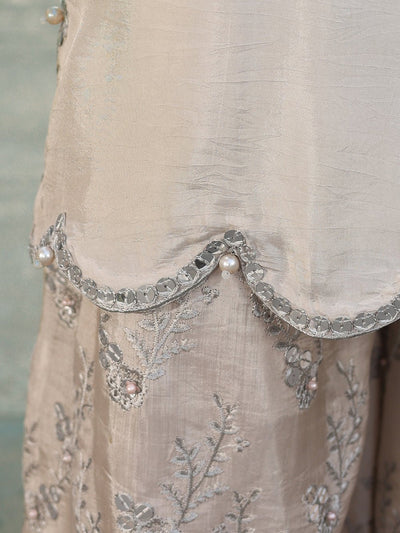 Ain | Raya Luxury Formals | AN-166 ZIRCON-Brand:Ain-Type:Ladies Clothes-Silver Gray-Silk-House of Maryam- Buy in UK, USA