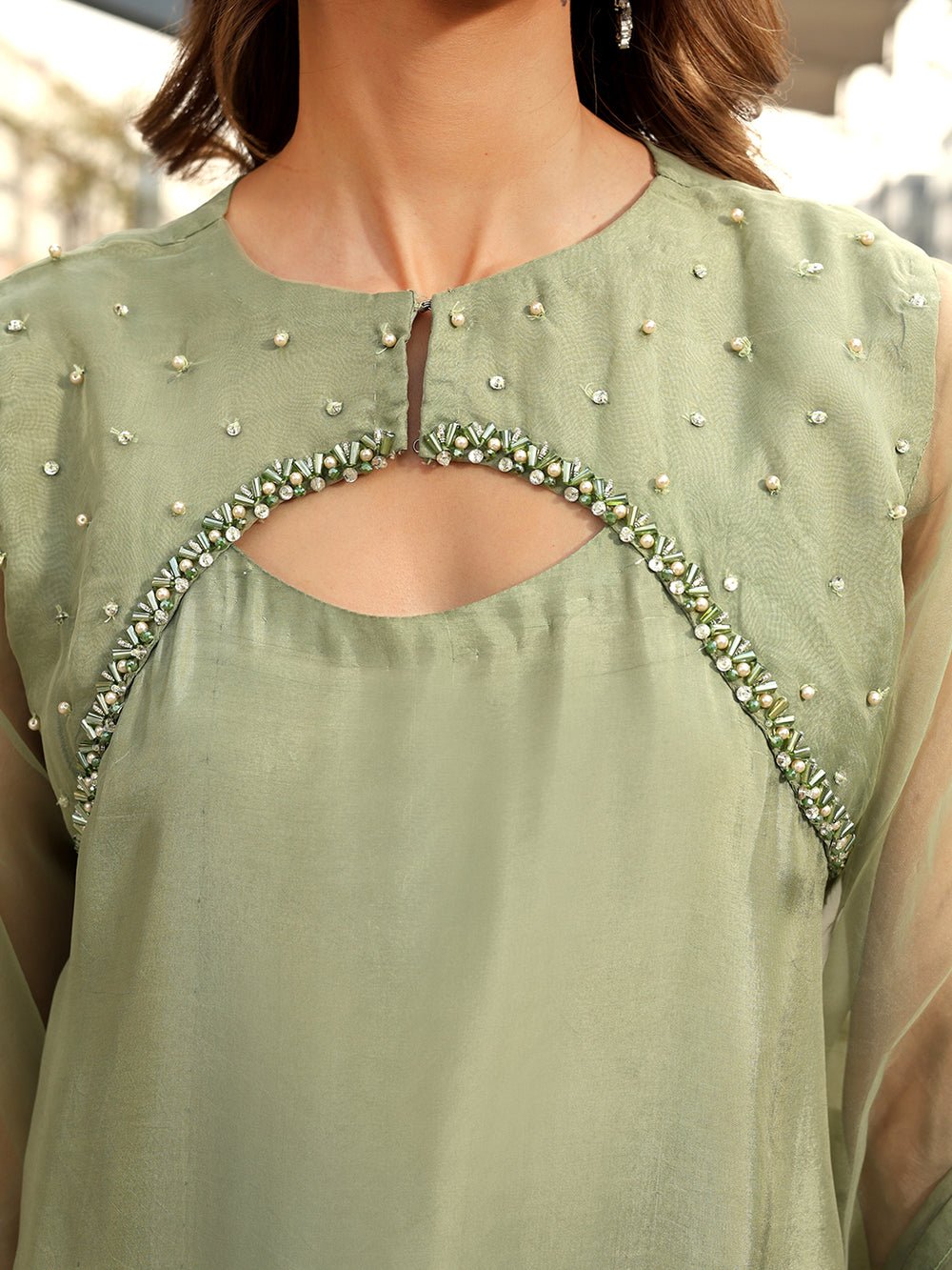 Ain | Raya Luxury Formals | AN-170 BERYL-Brand:Ain-Type:Luxury-Mint Green-Silk-House of Maryam- Buy in UK, USA