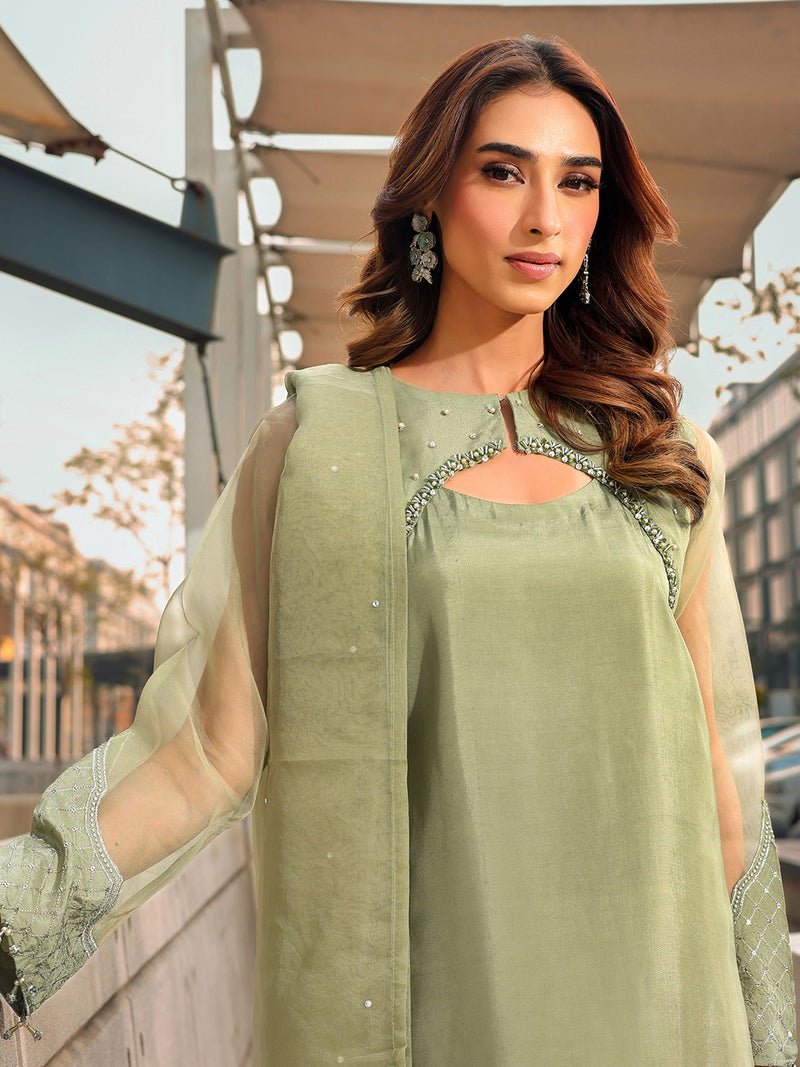 Ain | Raya Luxury Formals | AN-170 BERYL-Brand:Ain-Type:Luxury-Mint Green-Silk-House of Maryam- Buy in UK, USA