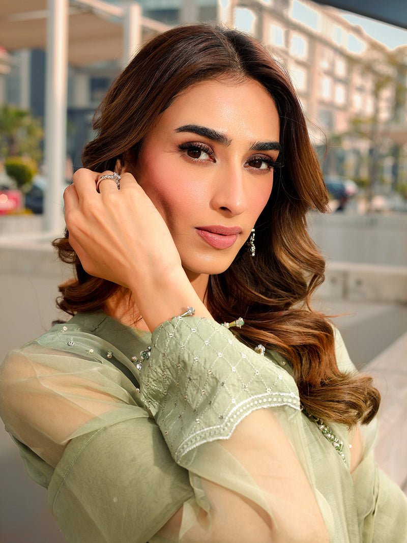Ain | Raya Luxury Formals | AN-170 BERYL-Brand:Ain-Type:Luxury-Mint Green-Silk-House of Maryam- Buy in UK, USA