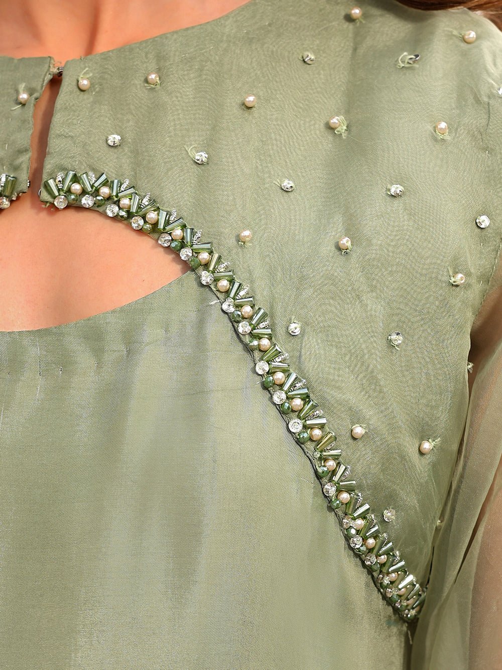 Ain | Raya Luxury Formals | AN-170 BERYL-Brand:Ain-Type:Luxury-Mint Green-Silk-House of Maryam- Buy in UK, USA